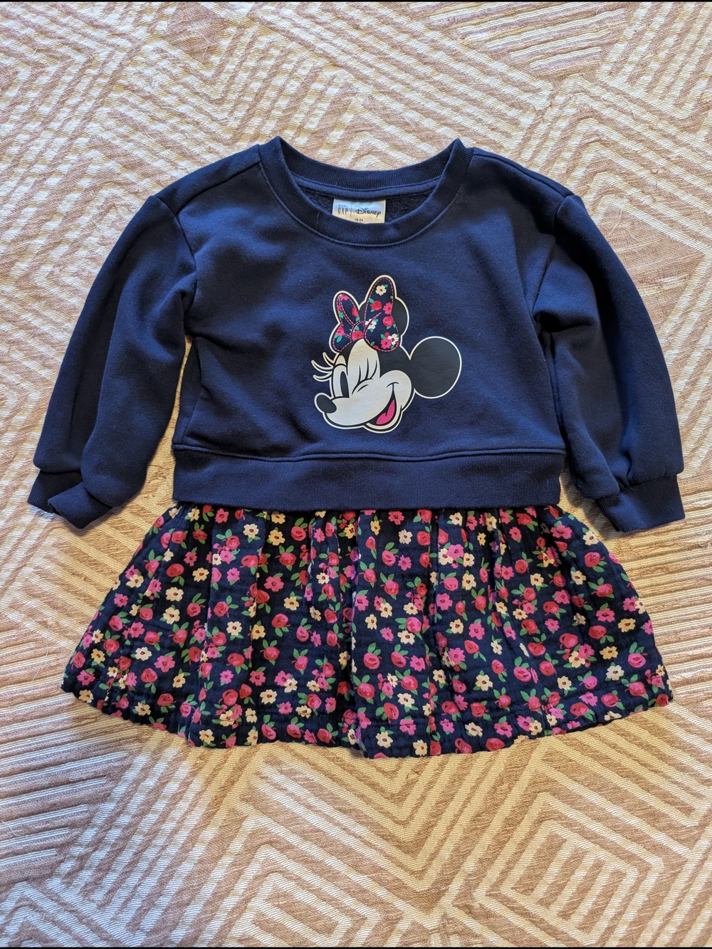 GAP Navy Minnie Mouse Sweatshirt with Floral Bow